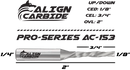 UP Down (Compression) Router Bit, 1/8 Inch Cutting Diameter, 1/4 Inch Shank, Premium Solid Micro Grain Carbide, Spiral Plunge, 2 Flute, Flat Cutting Face, CNC Router Pro-Series Item AC-153.